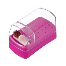 2 in 1 Nail Drill Bit Holder Case with Adhesive Backed Cleaning Brush, Rose Red