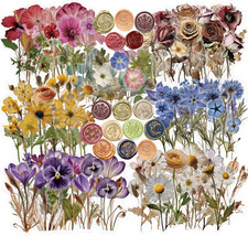 450 Pcs Flower Stickers for Scrapbook Supplies, Dried Pressed Flowers Scrapbook,