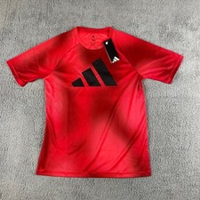 Adidas Boy's Youth Large Red Crew Neck Short Sleeve Regular Fit Graphic T-Shirt