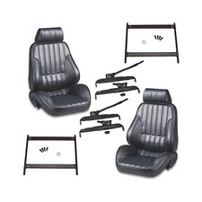 Summit Combo Scat Rally 1000 Seats Black Vinyl Brackets Sliders Ford Mustang