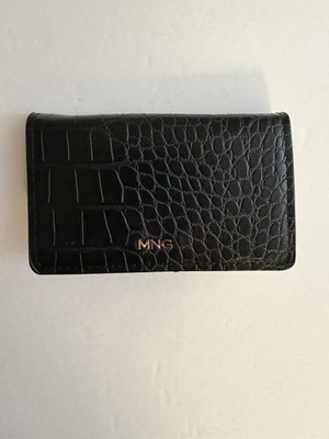 Mango Wallet Black Croc-Embossed Faux Leather Unisex