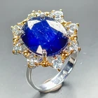 Jewelry gem 10 ct+ Blue Sapphire Ring 925 Sterling Silver Size 7.75 /R469556