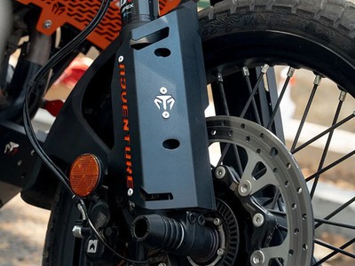 KTM Adventure 390 2025 Black Metal Fork Protectors   Heavy-Duty Off-Road Guard