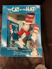 Dr Seuss The Cat in the Hat W/ Cuddly Plush Doll  Collectible Book Box Set 1994