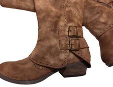 Not Rated  Suede Boots Women's 9.5   Dark Camel Knee High  Side Zip  MINT!