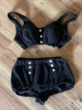 Vintage 1960s Black Wool Bikini With Buttons Union Made