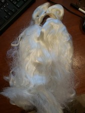 Santa clause beard attached mustache white Halloween costume