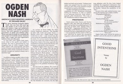 OGDEN NASH'S LIGHT TOUCH : AMERICA'S PLAYFUL LAUREATE. BY RICHARD DALBY. THIS IS