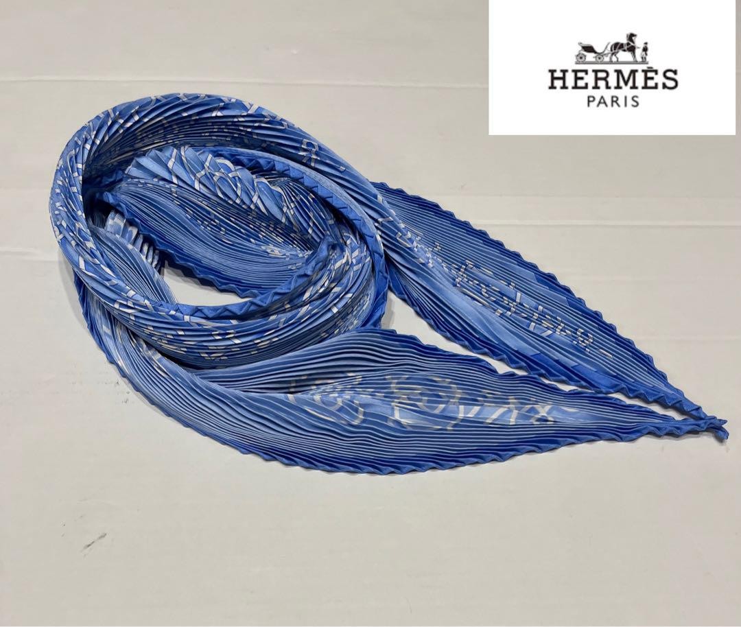 HERMES Scarf Pleated Carare Plise Stole 90 | eBay