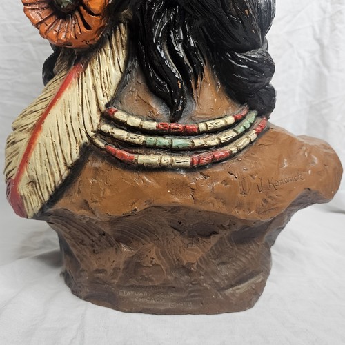 Vintage 1972 Universal Statuary Corp Native American Bust V. Kendrick 20" Tall - Picture 12 of 20