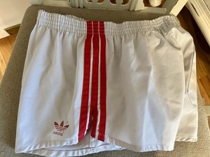Adidas Vintage 80s Retro Cotton Sprinter Shorts Red Stripes Size Large~USA~Rare