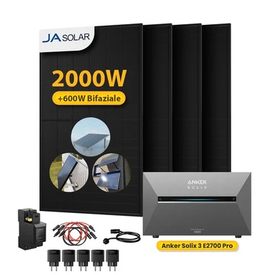 Balkonkraftwerk 2000W mit Speicher Anker Solix Solarbank 3 E2700 Pro Komplettset