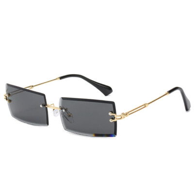 Rimless Rectangle Sunglasses Retro Small Frame Square UV400 Protection Unisex Holloyiver 1 Pairs Rimless Rectangle Sunglasses Frameless  main image 4