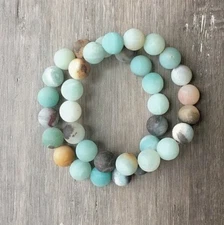 Natural Gemstone Matte Amazonite Stretchy Bracelets Healing Reiki 6mm 8mm 10mm