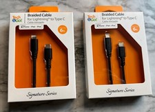 2-PACK Tech & Go 6 Ft. Braided Cable Lightning to Type-C in Black