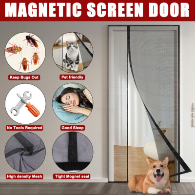 Magnetic Door Mesh Fly Screen Mosquito Bug Window Curtain Net Hands Free 39''x83''