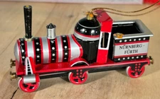ZZ Germany Tin Red Black Nuernberg-Fuerth Train, Locomotive Ornament, 3.5"l