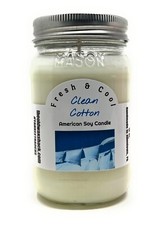 Clean Cotton - Pure Soy Candle - Hand Poured In Mason Jar - SHIPS FREE