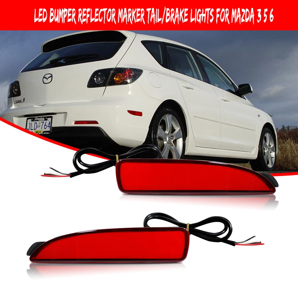 2PCS Red LED Rear Bumper Reflectors Brake Tail Signal Lights For 2016 Scion iA - Image 4 of 4