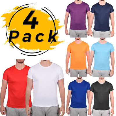 4 Pack New Mens Brearhable T Shirt Wicking Quick Dry Cool Running Gym Sports Top