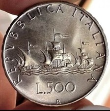 REPUBBLICA ITALIANA 500 LIRE CARAVELLE 1968 RARA FIOR DI CONIO DA DIVISIONALE