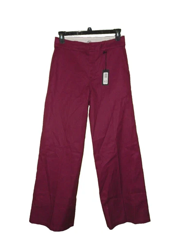 Dickies BURGANDY Wide Leg Work Pants 8R WOMEN NEW