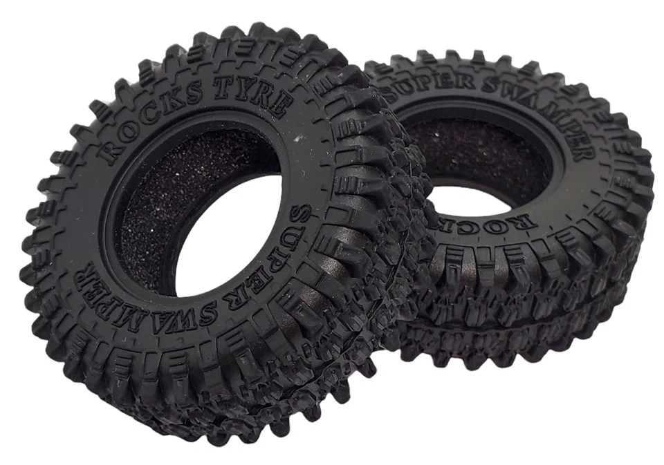 NHX RC Rock 1.0" Tires w/Alum Screw-Style Beadlock Wheels (4) Green : SCX24 - Image 2 of 4