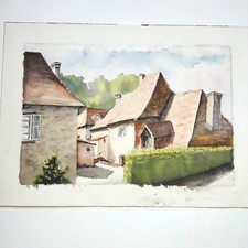 St Félix de Villadeix Périgord en Dordogne Aquarelle Signée
