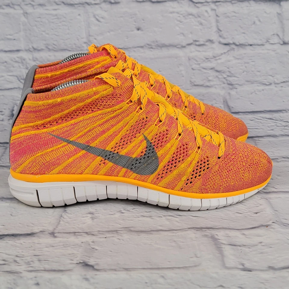 Women Size 8.5 Nike Flyknit Chukka Comfort Running Athletic Shoes Sneaker Orange - Image 4 of 4