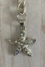 Rhinestone Starfish Sparkles Sterling Silver Keychain New Gift Idea Birthday Sea