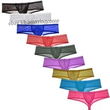 Men's See-through Brazilian Bikini Underwear Contour Pouch Hipster Boxer Thong