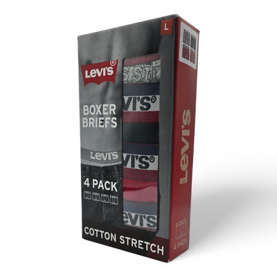 Levi's men's boxer 4 pack  Black, Red And grey  cotton stretch Boxer Briefs