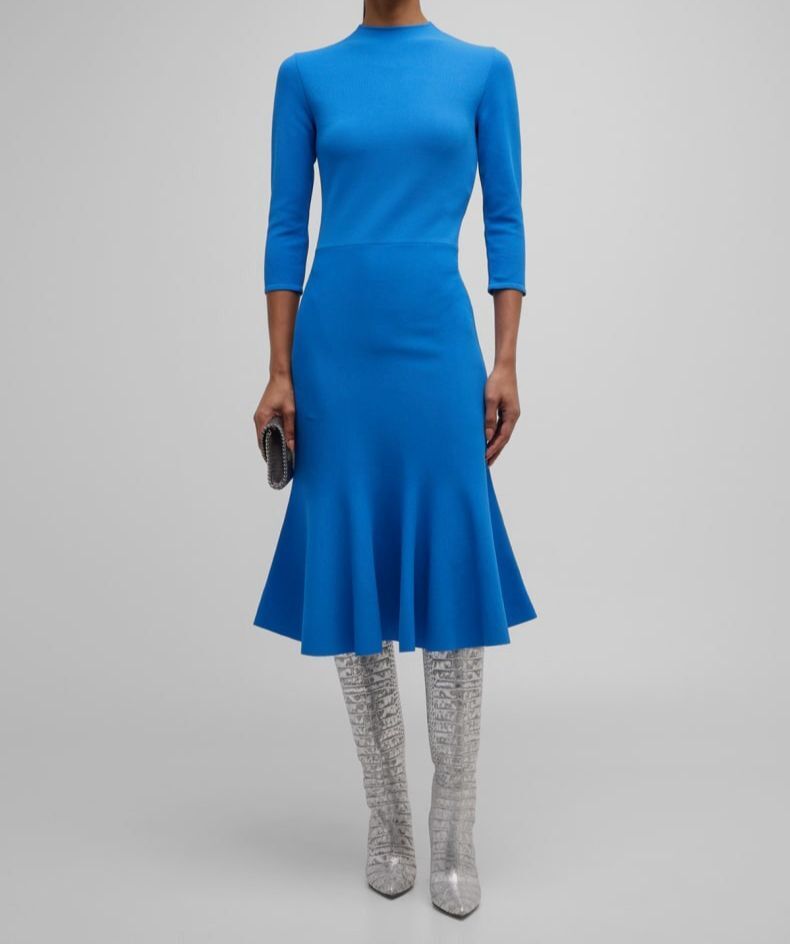 ワンピース STELLA MCCARTNEY Knitted dress Blue Stella McCartney Women's Blue Compact Knit Midi Dress Size
