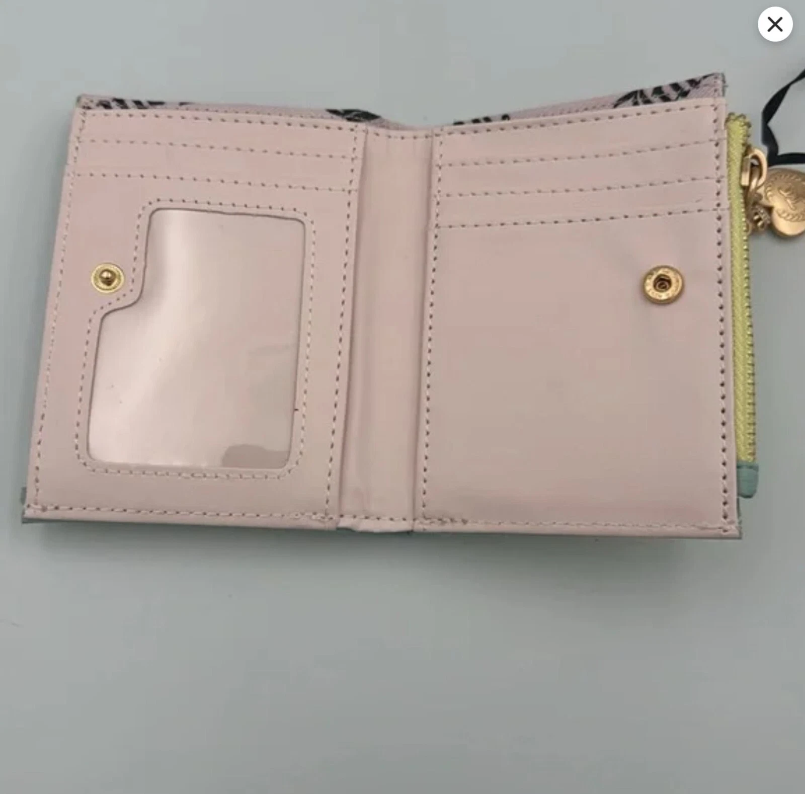 Portafoglio Juicy Couture giallo pera pastello gelato sulla spiaggia estraibile CC nuovo con etichette