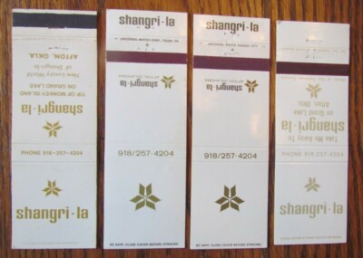 AFTON, OKLAHOMA: LOT OF 4 DIFFERENT SHANGRI-LA MATCHBOOK COVERS MATCHCOVERS -E