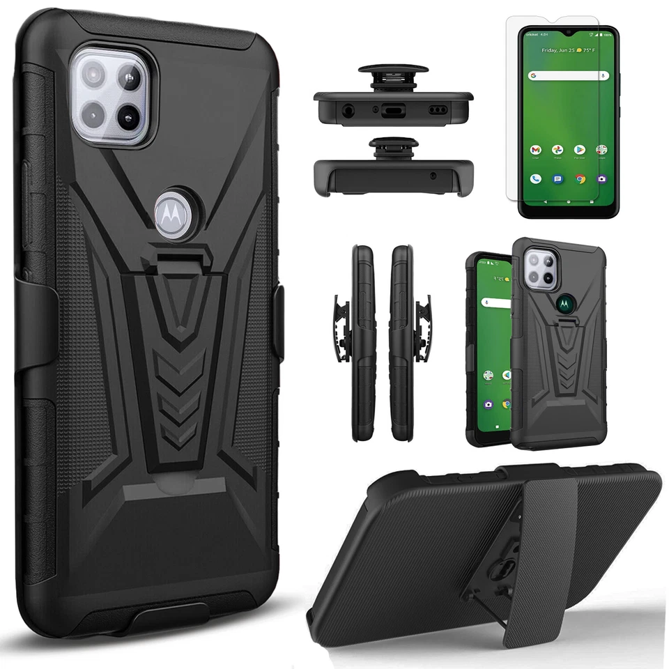 For Motorola One 5G/One 5G UW Case Phone Cover Shockproof +Tempered Glass Screen - Image 3 of 4