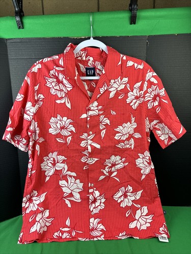 Gap Men's Short Sleeve Seersucker Vacay Shirt Size S Cayenne Flower Fill - Picture 6 of 7
