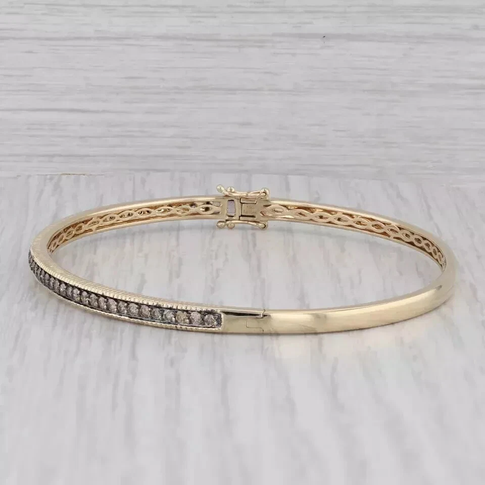 Women's Bangle Charm Bracelet 5Ct Lab Created Diamond 14K Two Tone Gold Plated - Image 2 of 4