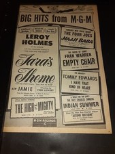 Leroy Holmes, Fran Warren, Four Joes Rare Original MGM Promo Poster Ad Framed!