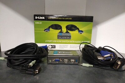 D-Link 2-Port USB KVM Switch with Audio - KVM-221 - USED -
