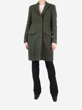 Msgm Wool Coat Womens 42/ Sz Medium Green Mid Length