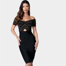 🆕BEBE OFF SHOULDER BANDAGE MIDI DRESS