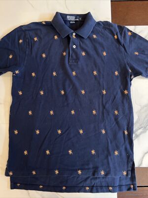 Polo Ralph Lauren Mens Blue Polo Shirt Spider Print Medium | eBay