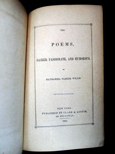 Poems Sacred Passionate and Humorous Nathaniel Parker Willis 1848 Pre Civil War - Picture 7 of 12