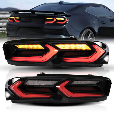VLAND LED Tail Lights For Chevrolet Camaro Chevy 2019-up SS ZL1 Red Lens A Pair