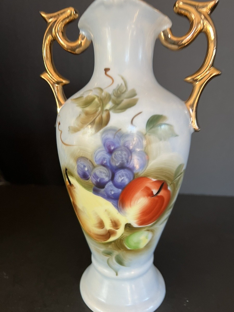 vintage norleans Japanese vase 8.5” Tall White W Hand