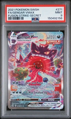 2021 POKEMON SWORD & SHIELD FUSION STRIKE SECRET #271 FULL ART/GENGAR VMAX PSA 9
