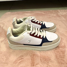 Nautica Men's White Navy Burgundy Gray Colorblock Synthetic Lace-Up Sneakers 8.5