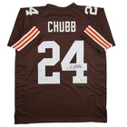 Autographed/Signed Nick Chubb Cleveland Brown Football Jersey Beckett BAS COA