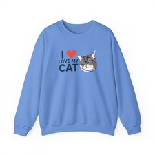 I Heart Love My Cat Sweatshirt Quirky Cat Face Graphic